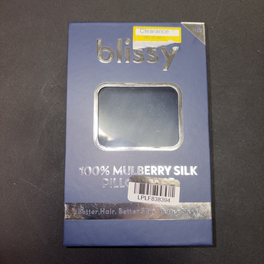 Blissy Size King 600 Thread Count 100% Mulberry Silk Pillowcase Navy Blue 20767